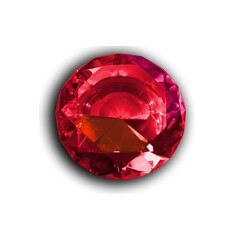 Glittering gem, red ruby on transparent background, 3D rendering