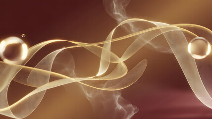 Golden ribbons swirl, isolated on white background