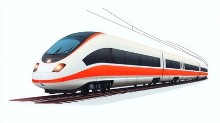 Naklejka premium Modern high speed train on rails against white background transportation concept