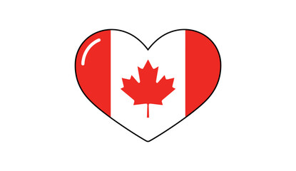 Heart Shape with Canada Flag National Symbol Illustration.