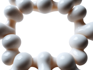 Geometric white sphere arrangement on black background