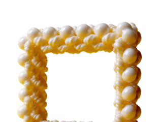 Intricate knot and bead pattern in square frame