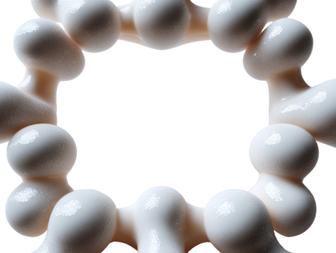 Geometric white sphere arrangement on black background - Powered by Adobe