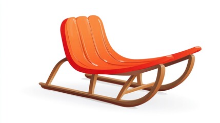 Orange sleigh isolated on white background for winter fun and recreation