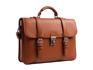 A simple image of a brown briefcase sitting on a white surface, great for use in business or office settings