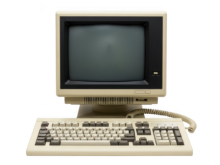Vintage computer isolated on transparent background