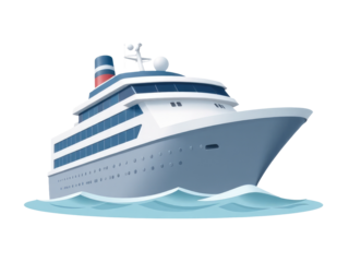 Large ocean liner cruising on calm waters, suitable for travel or vacation concepts