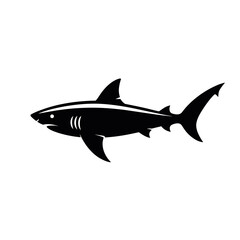 Fototapeta premium Black Shark Silhouette Illustration Depicting Powerful Aquatic Predator in Natural Habitat