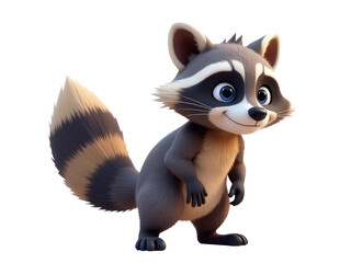 Fototapeta premium A cartoon raccoon standing on its hind legs, great for illustrations and designs