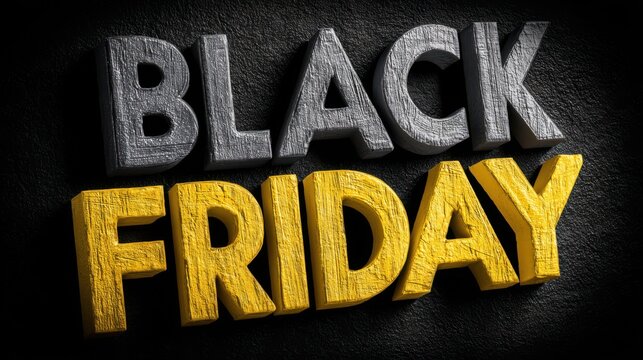 Black Friday sale promotion typography, bold and eye-catching, designed to grab attention and highlight discounts - Powered by Adobe