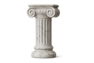 Obraz premium White marble ionic column architecture on transparent background