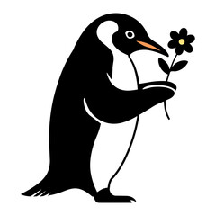 Penguin Holding Flower