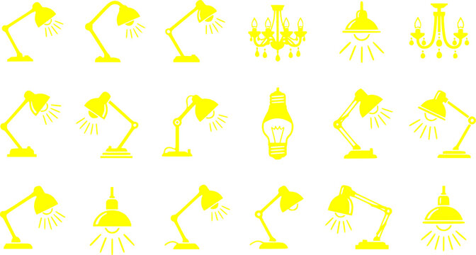 Lamp icon vector set. illuminator construction illustration sign collection. lighting symbol or logo.
