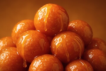 delicious pile of gulab jamun dessert balls covered in sweet syrup