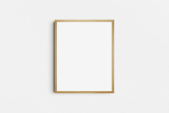 Frame mockup 4:5, 8x10. Single oak wood frame mockup. Clean, modern, minimalist, bright. Portrait. Vertical.