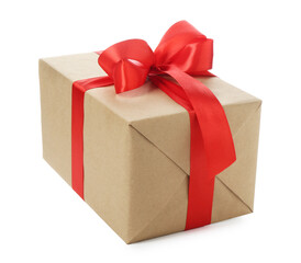 Fototapeta premium One beautiful gift box isolated on white