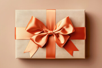 Elegant gift box with a satin bow on a minimalistic background for any occasion