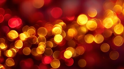 A vibrant abstract composition with blurred, circular light formations in warm red and golden hues, creating an atmospheric backdrop