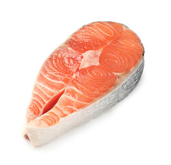 Piece of salmon fillet isolated on white