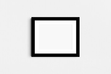 Horizontal frame mockup 5:4, 4:5 landscape. Single black frame mockup. Clean, modern, minimalist, bright. Passepartout/mat opening in 4:3 aspect ratio.