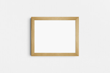 Horizontal frame mockup 5:4, 10x8, 4:5 landscape. Single oak wood frame mockup. Clean, modern, minimalist, bright.