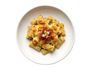 Deliciously Cheesy Rigatoni with Gourmet Toppings and Exquisite Presentation