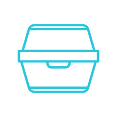 Lunch box, Takeout, Take away , Isolated on white background. Blue icon