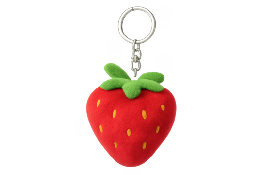 Strawberry plush keychain hanging on transparent background - Powered by Adobe