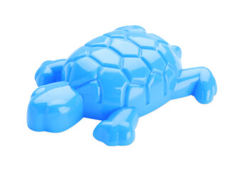 Plastic turtle shaped mold isolated on white. Children's beach toy