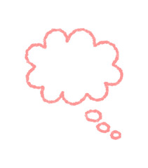 Crayon outline thought bubble icon with soft wavy edge and cloud shape. Thought and speech conversation, chat or talk message element in pastel style, perfect for communication modern icon