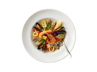 Exquisite Seafood Platter Artfully Presented with Fresh Ingredients and Elegant Garnishes