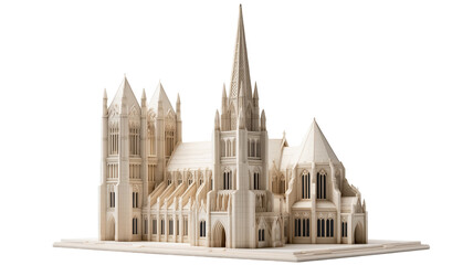 Obraz premium Grand Gothic cathedral architecture model isolated for historical or religious design projects.