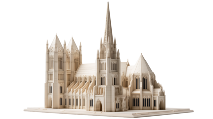 Grand Gothic cathedral architecture model isolated for historical or religious design projects.

