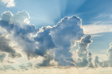 Dramatic sunset sky with beautiful clouds and vibrant colors on horizon