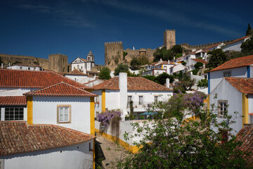 Exploring the medieval charm of Obidos castle surrounded by traditional houses