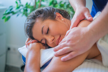 Relaxing back massage at a spa salon for wellness and beauty care