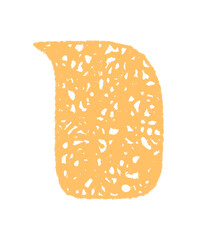 Orange talk balloon with chalk scribble texture and fluid box shape. Speech rectangle conveys chat message in a conversation balloon format. Clean graphic for chat or talk design themes.