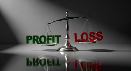 Profit and loss balance scale with heavier loss - financial imbalance concept