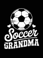 Obraz premium A black background features a white soccer ball above the words 'Soccer Grandma' in bold text. 