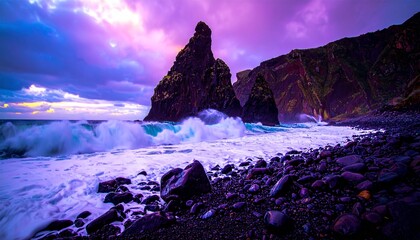 raging ocean water hitting the cliffs
