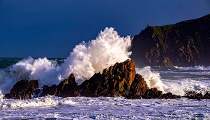 dark clouds over a raging ocean