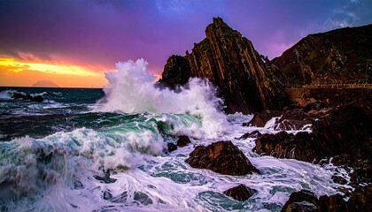 dramatic ocean spray in the air