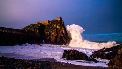 mist and spray from the angry ocean