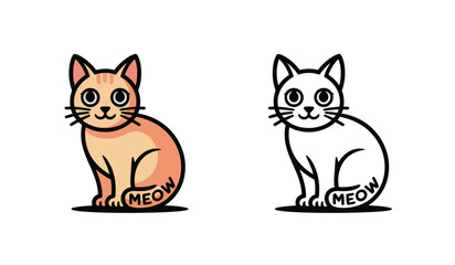 Obraz premium Cute Cartoon Sitting Cat Illustration for Design Projects