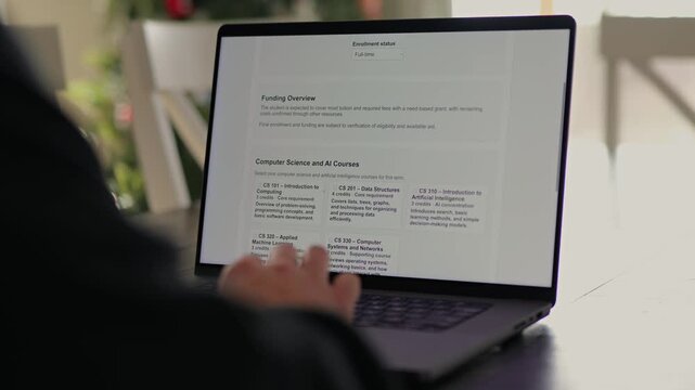 Middle Aged Man Completing College University Enrollment for Software Engineering Computer Science with Concentration in Artifical Intelligence