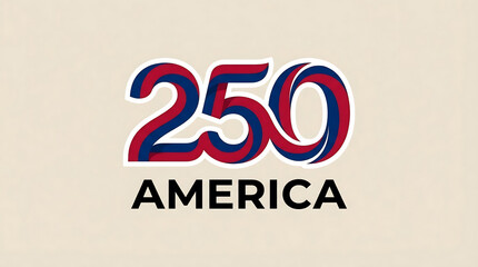 250 Years of America Celebration Graphic with Red and Blue Design, Commemorating Anniversary