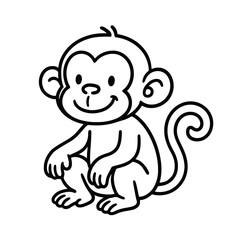 Obraz premium Cute smiling cartoon baby monkey character illustration for kids