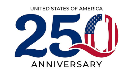 United States of America 250th Anniversary Logo with US Flag Elements