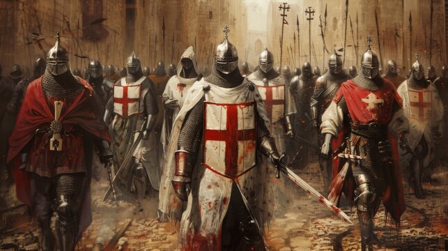 Knights Templar Order 1300, Crusader Armor, Red Cross, Medieval Knights