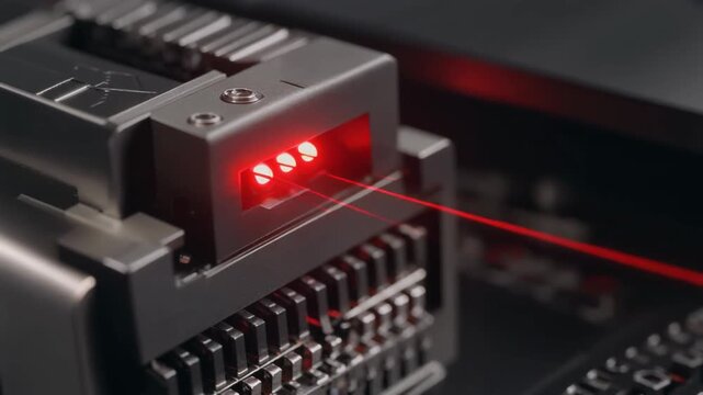 Realistic commercial-style laser diode array emitting red beams